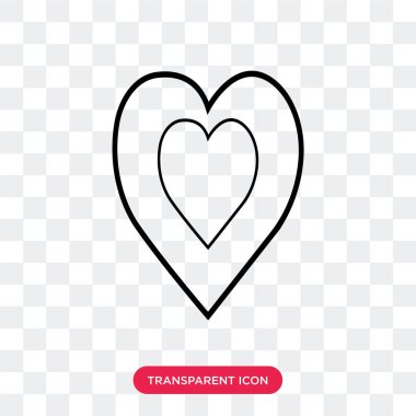 saydam arka plan üzerinde kalp izole kalp aşk vektör simgesi