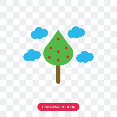 İki ağaçlar ve bulut üzerinde şeffaf backgrou izole simge vektör