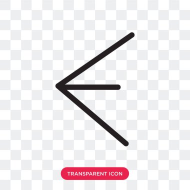 Saydam arka plan üzerinde sol izole sol ok vektör simgesi 