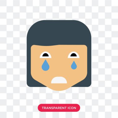 Saydam arka plan üzerinde Cry izole ağlayan gülümseme vektör simgesi