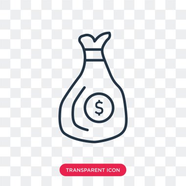 Saydam arka plan üzerinde para çanta logo tasarımı izole para çantası vektör simgesi