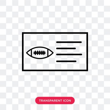 Amerikan futbol bilet vektör simgesi üzerinde şeffaf bac izole