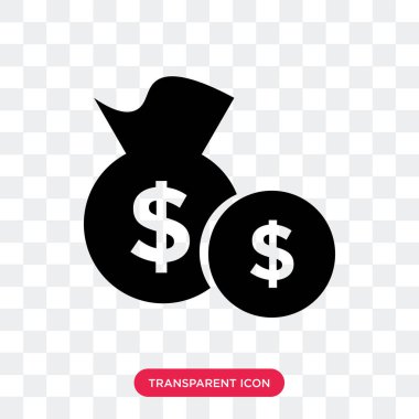 Saydam arka plan üzerinde para izole para çantası vektör simgesi 