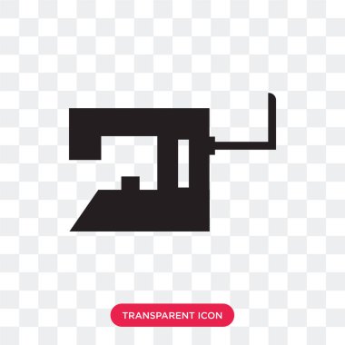 Şeffaf backg izole klasik dikiş makinesi vektör simgesi