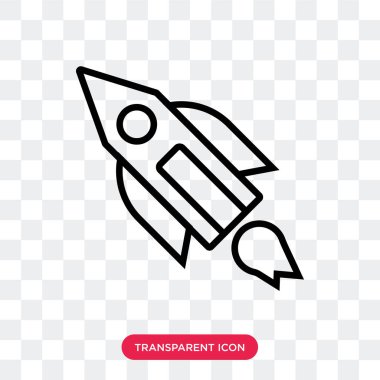 Saydam arka plan üzerinde roket lo izole roket vektör simgesi