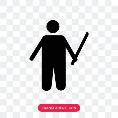 Öğretmen ile sopa vektör simgesi üzerinde şeffaf adam izole