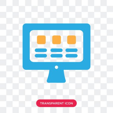 Vektör simgesi üzerinde şeffaf arka plan, izole monitör 