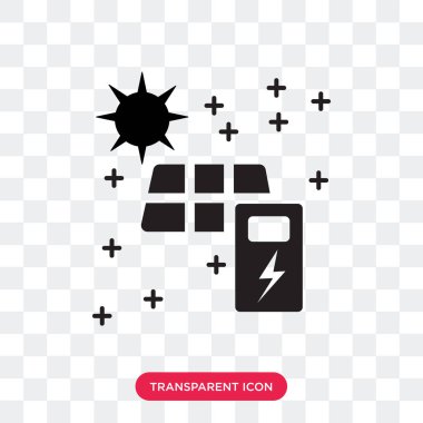 Saydam arka plan üzerinde Sola izole güneş paneli vektör simgesi