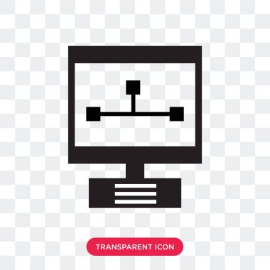 Vektör simgesi üzerinde şeffaf arka plan, izole monitör 