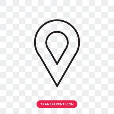 Saydam arka plan üzerinde Locatio izole konum vektör simgesi