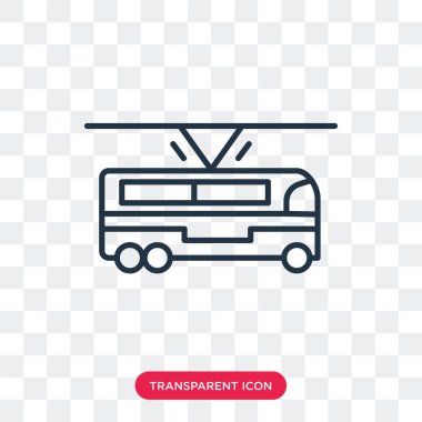 Saydam arka plan üzerinde troleybüs logo tasarımı izole troleybüs vektör simgesi