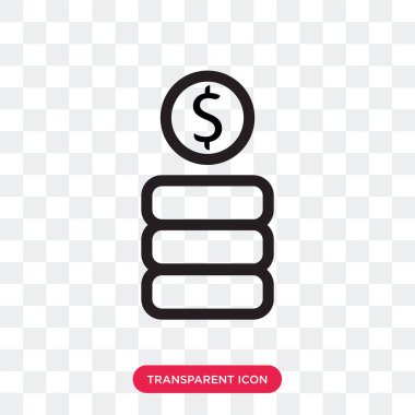 Saydam arka plan üzerinde paralar logo izole simgesi sikke vektör