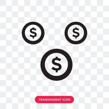 Saydam arka plan üzerinde paralar logo izole simgesi sikke vektör