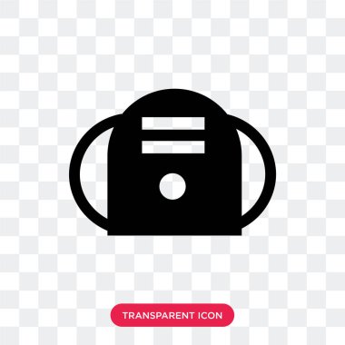 Saydam arka plan üzerinde okuldan izole okul çantası vektör simgesi