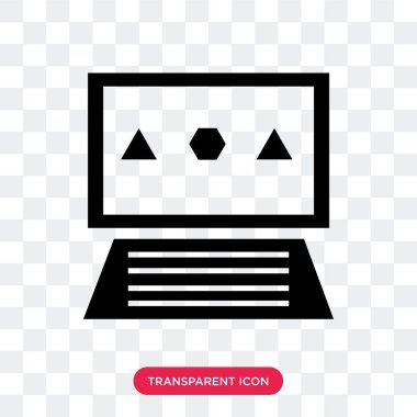 Vektör simgesi üzerinde şeffaf arka plan, izole monitör 