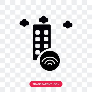 Saydam arka plan üzerinde akıllı izole akıllı şehir vektör simgesi