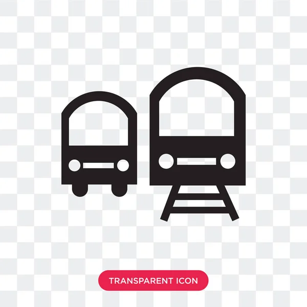 Ikon vektor bus dan kereta api diisolasi pada latar belakang transparan, Bu - Stok Vektor