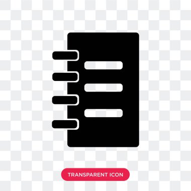 Saydam arka plan üzerinde Not izole defter vektör simgesi