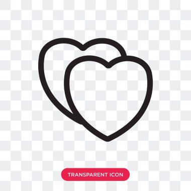 Saydam arka plan üzerinde kalp logosu izole kalp vektör simgesi