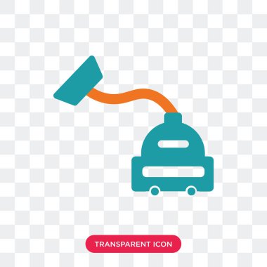 Saydam arka plan üzerinde V izole elektrikli süpürge vektör simgesi