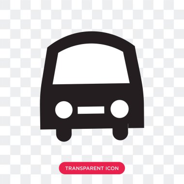 Saydam arka plan üzerinde Fron izole frontal otobüs vektör simgesi