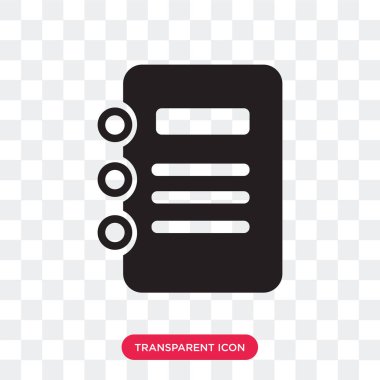 Saydam arka plan üzerinde Not izole defter vektör simgesi