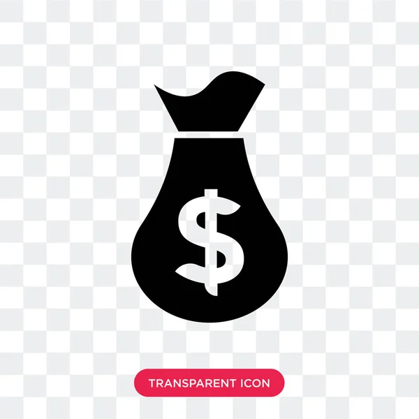 Saco de dinheiro vetor ícone isolado no fundo transparente, Dinheiro — Vetor de Stock