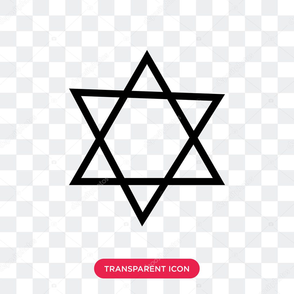 Israel Star of David vector icon isolated on transparent backgro
