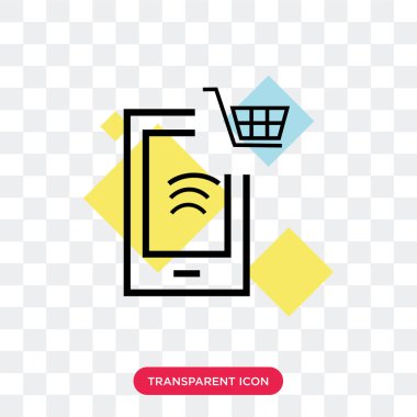 Online alışveriş vektör simgesi üzerinde şeffaf arka plan izole, 