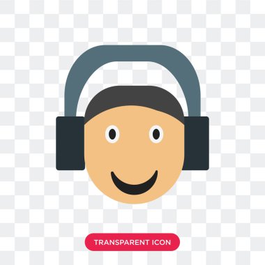 Saydam arka plan üzerinde izole dinleme gülümseme vektör simgesi, 