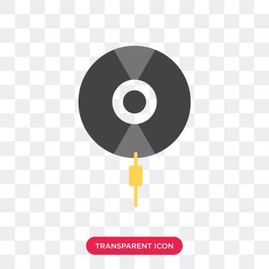 Saydam arka plan üzerinde vinil logo izole vinil vektör simgesi