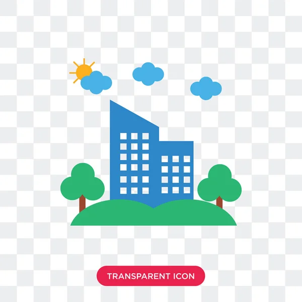 City vector icon isolated on transparent background, City logo d — Stock Vector