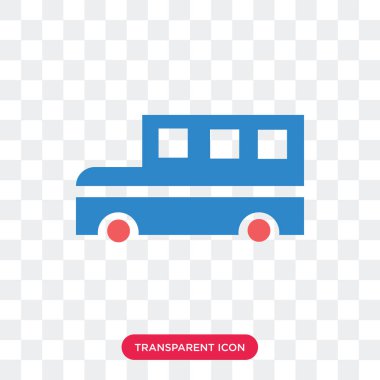 Saydam arka plan üzerinde okuldan izole okul otobüsü vektör simgesi