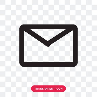 Saydam arka plan üzerinde zarfta izole zarf vektör simgesi