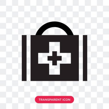 Saydam arka plan üzerinde M izole Doktor bavul vektör simgesi