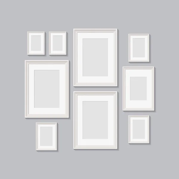 Blank picture frames for photographs. vector realisitc mockup. design template on transparent background — Stock Vector