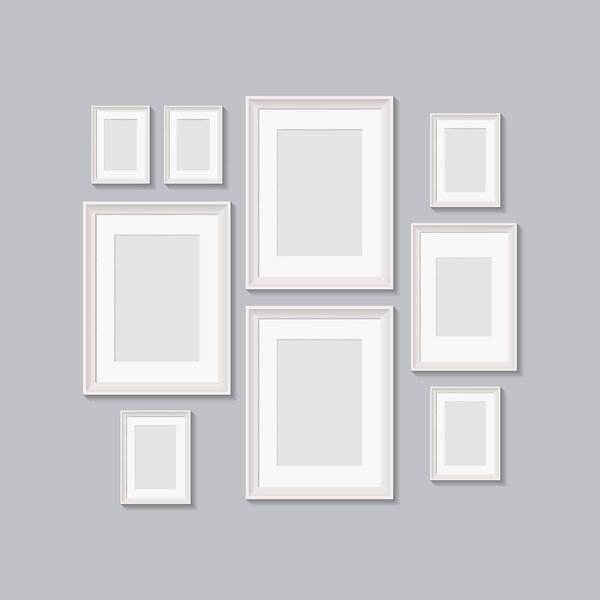 blank picture frames for photographs. vector realisitc mockup. design template on transparent background