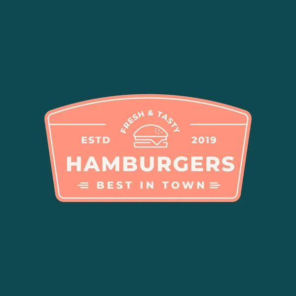 Logotipo de la hamburguesa. emblema de comida rápida estilo retro, insignia . — Vector de stock