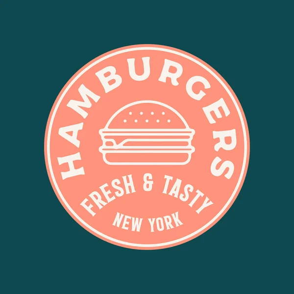 Logotipo de la hamburguesa. emblema de comida rápida estilo retro, insignia . — Vector de stock