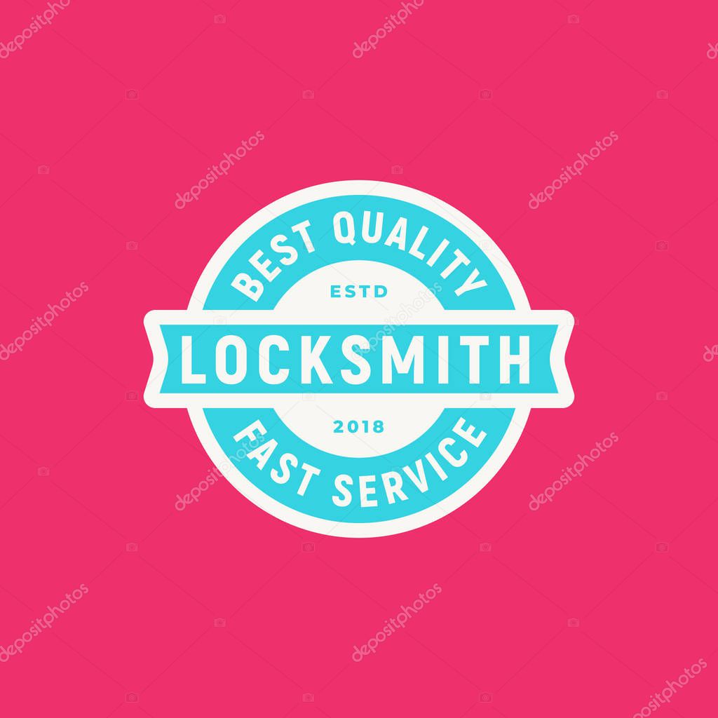 Vintage locksmith logo. retro styled key cutting service emblem, badge, design element, logotype template. vector illustration