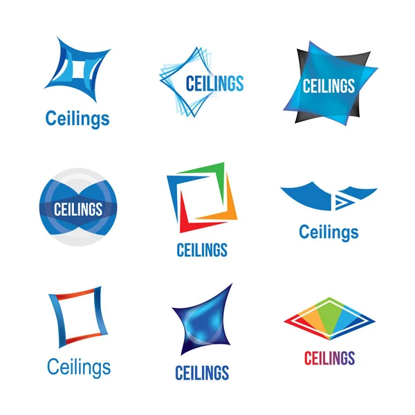 Набор логотипов для потолков, плиток и натяжных потолков — стоковый вектор