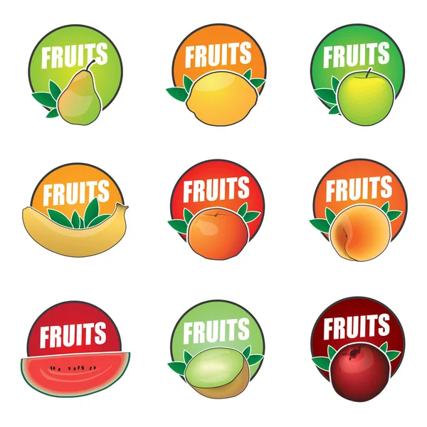 Набор векторных логотипов фрукты, натуральный продукт — стоковый вектор