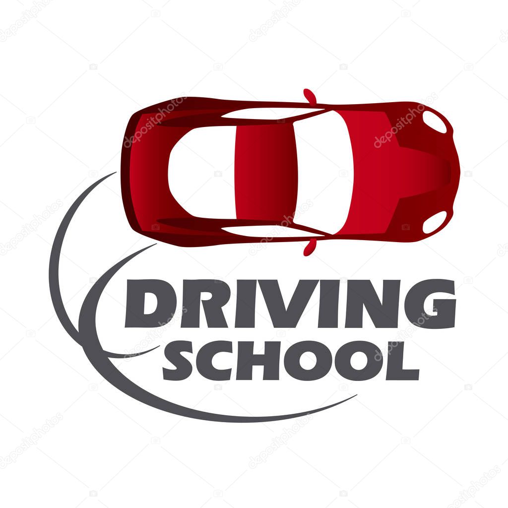Vector logo of driving school, car and mechanic