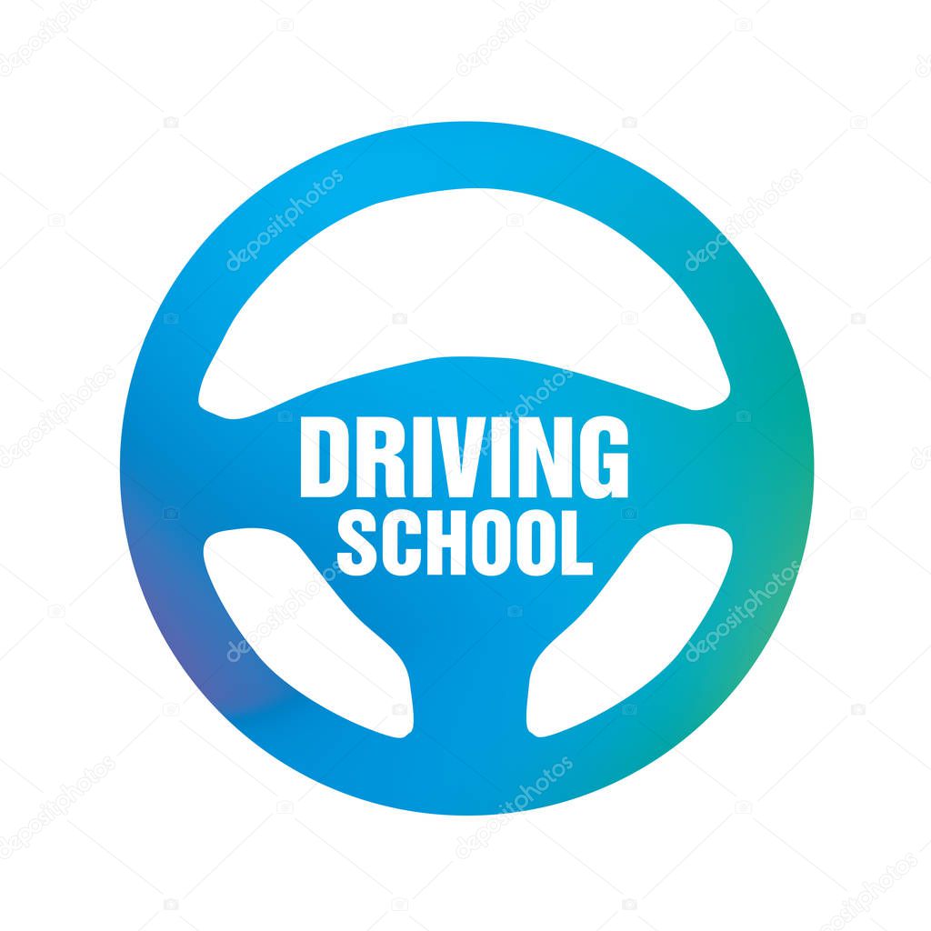 logo of driving school, car and mechanic