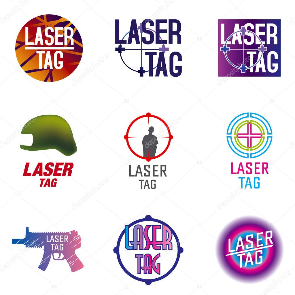 Vector set of logos for laser tag, airsoft