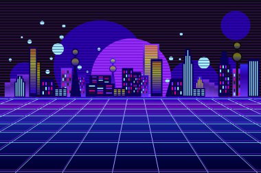 vektör şehir tarzı 80s afiş veya afiş