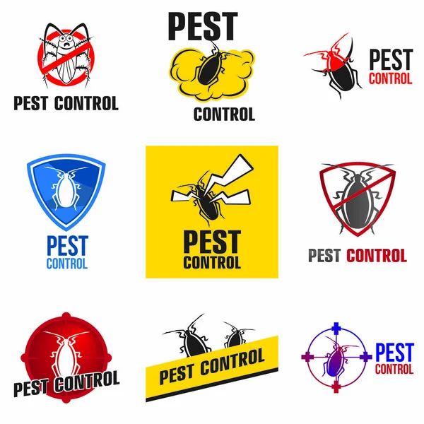 Conjunto vectorial de logotipos para empresa de control de plagas — Vector de stock