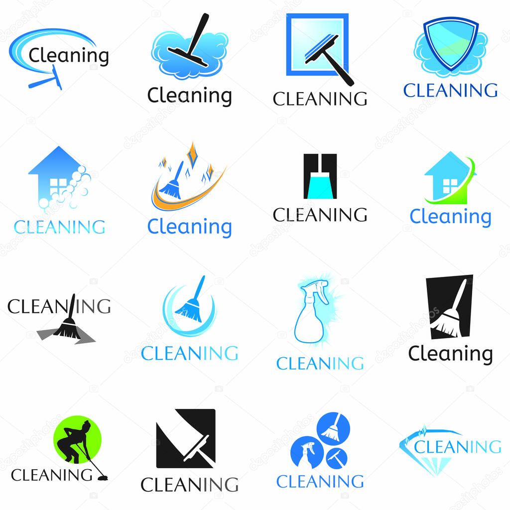 Vector set of cleaning service logos