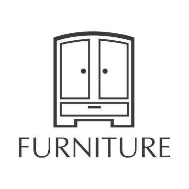 Mobilya, kanepe ve dolap satan dükkan için vektör logosu