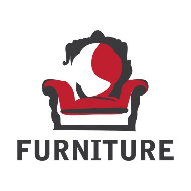 Mobilya, kanepe ve dolap satan dükkan için vektör logosu